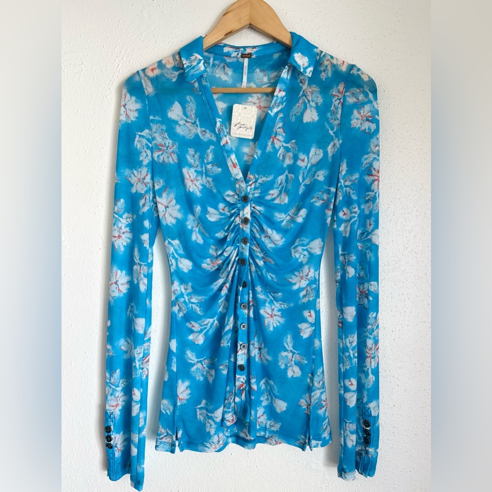 Free People Printed Lucky Mesh Shirtee - XS